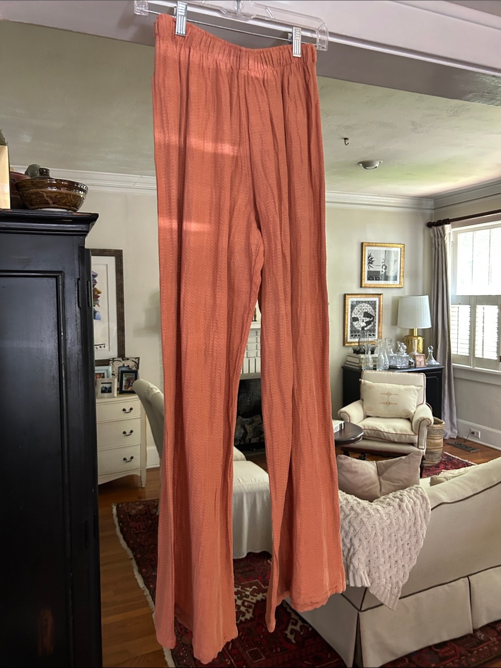 Lightweight Coral Wide-Leg Lounge Pants